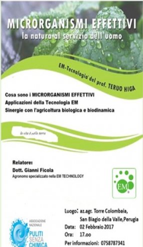 Serata a Torre Colombaia. MICRORGANISMI EFFETTIVI: la natura al servizio dell' uomo.